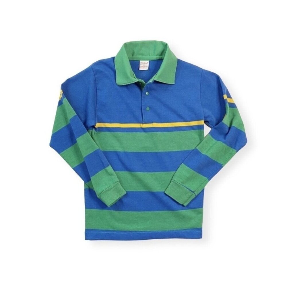 •Vintage• Donmoor 1980s Single Stitch Striped Rugby Shirt